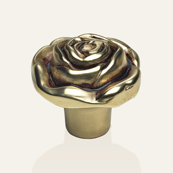 Classic cabinet knob Linea Calì Rose PB with french gold finishing