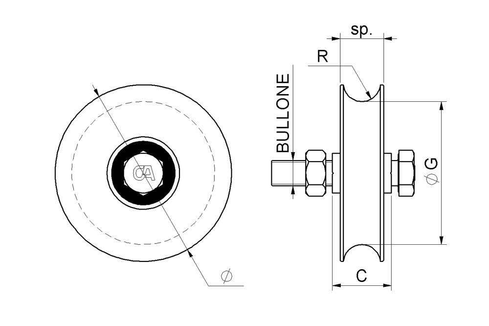 Wheel 1 Bearing Round Groove Sliding Gate Combiarialdo
