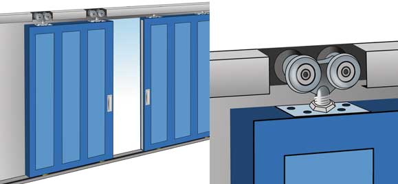 fixed sliding door trolley with 4 bearings