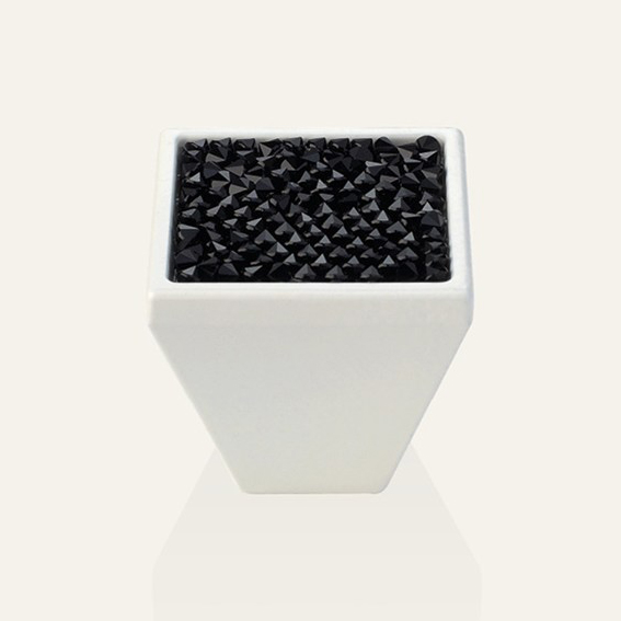 Cabinet knob Linea Calì Rocks PB with crystal black jet Swarowski® matt white