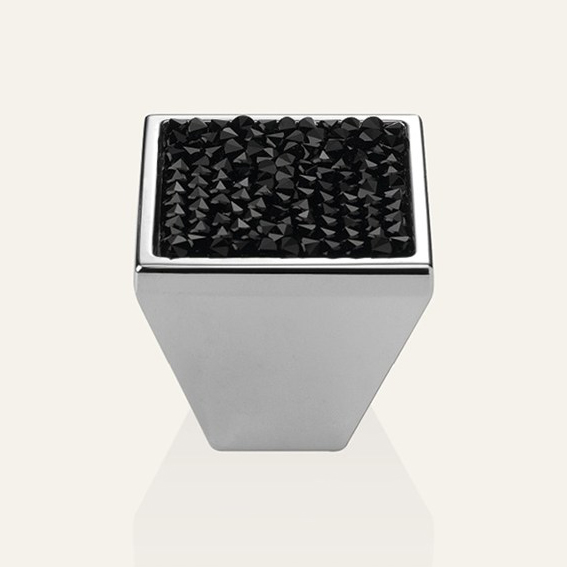 Cabinet knob Linea Calì Rocks PB with crystal black jet Swarowski® polished chrome