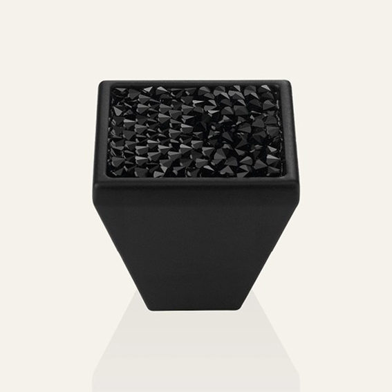 Cabinet knob Linea Calì Rocks PB with crystal black jet Swarowski® matt black