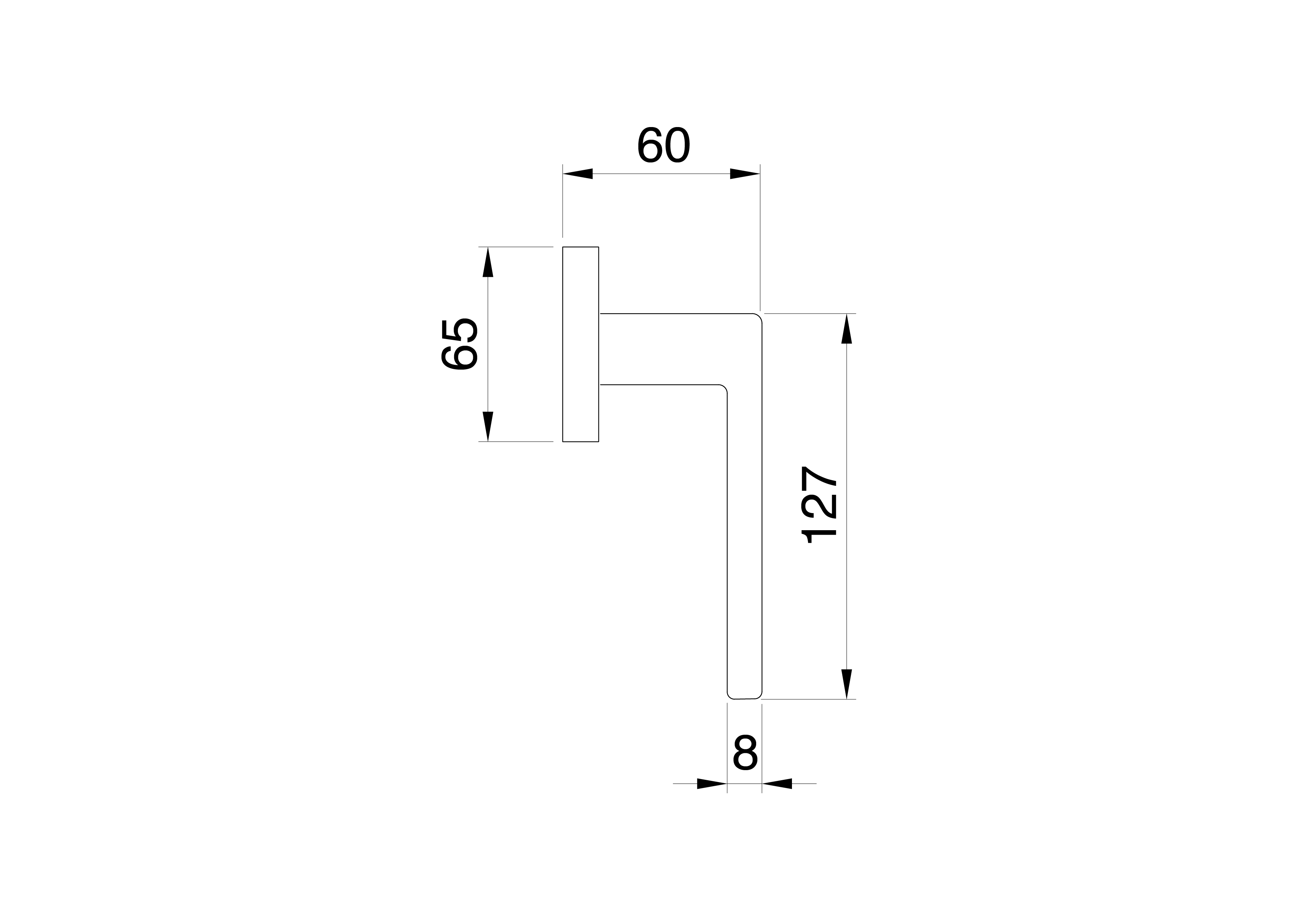 Manital techna handle Dimensional sheet window handle Manital techna maniglia Scheda Dimensionale finestra martellina
