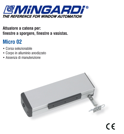 Micro 02 Mingardi Chain Actuator 230V Window Motor