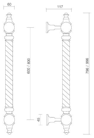 Maniglione Scettro in Ottone Classique Line PFS Pasini