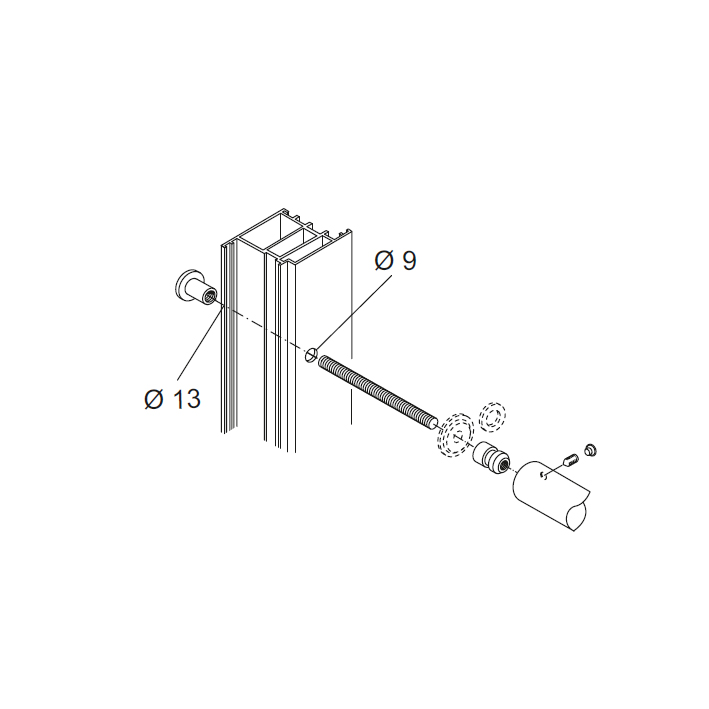 Fastening Kit pba 710 for handles torque for Doors Aluminium Iron Wood