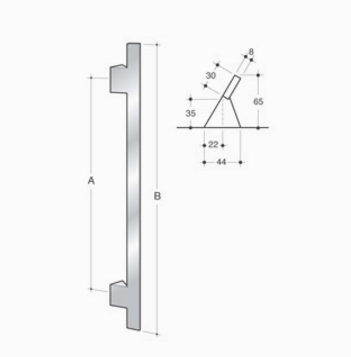 200.IT.001 pba Handle in stainless steel AISI 316 L types