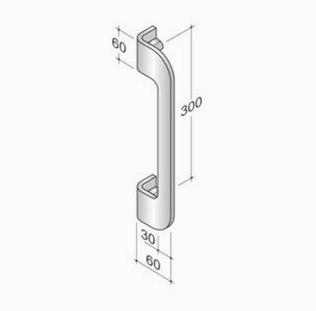 200P-021 pba Pull handle in stainless steel 316L