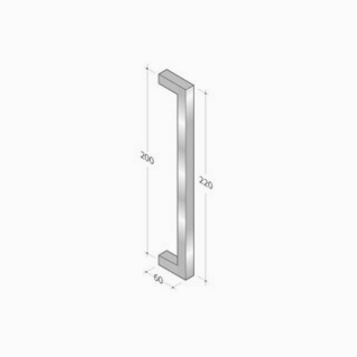 200Q_001 pba Pull handle in AISI 316L Stainless Steel with Square Profile