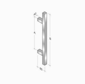 200Q-101 pba Pull Handle in Stainless Steel AISI 316L with Square Profile