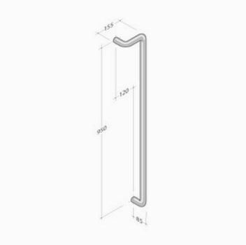 254 pba Pull Handle in Stainless Steel AISI 316L