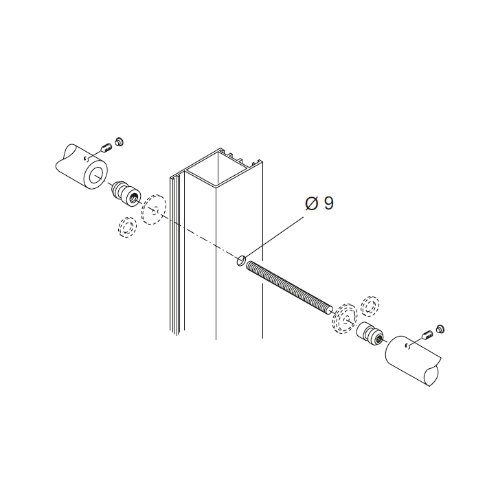 Fastening Kit pba 710 for handles torque for Doors Aluminium Iron Wood