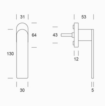 pba 0IT.150.0000 Pair of Lever Handles in Stainless Steel AISI 316L