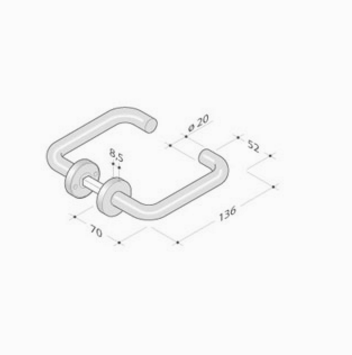 pba 2028T Pair of Lever Handles in Stainless Steel AISI 316L