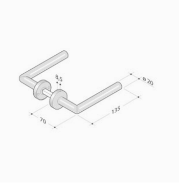 Pair of pba 2030T handles in AISI 316L stainless steel