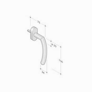 pba 2027DK Window Handle in Stainless Steel AISI 316L