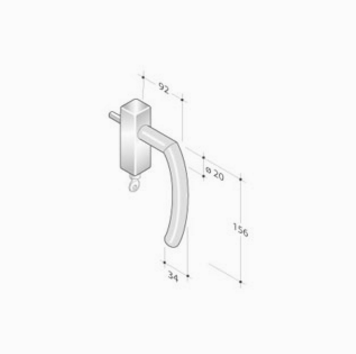 pba 2027DK Window Handle in Stainless Steel AISI 316L