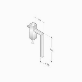 pba 2030DK Window Handle in Stainless Steel AISI 316L