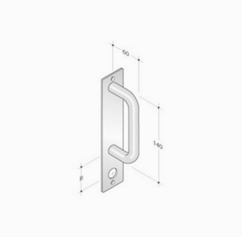 pba 2211 Fixed Pull Handle on Rectangular Plate in Stainless Steel