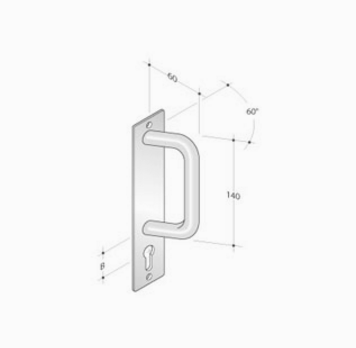 Fixed Handle on Rectangular Plate pba 2225 in AISI 316L Stainless Steel