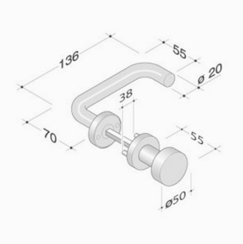 pba Knob-Handle in Stainless Steel AISI 316L