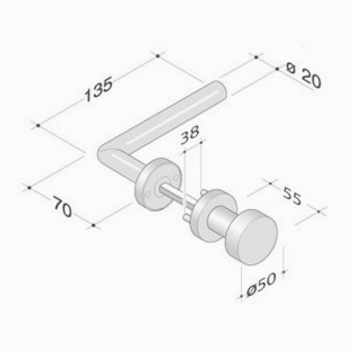 pba Knob-Handle in Stainless Steel AISI 316L
