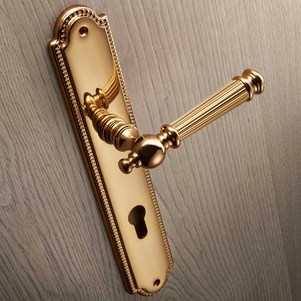 Veronica Series Epoque forme Door Handle on Plate Frosio Bortolo With Decorative Frame