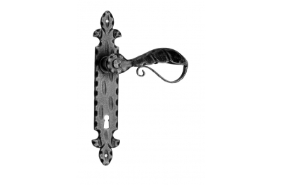 1039 Galbusera Door Handle with Plate Artistic Wrought Iron