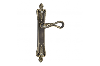 1120 SS Aquamarine Class Door Handle With Swarovski on Plate Frosio Bortolo Exotic Style