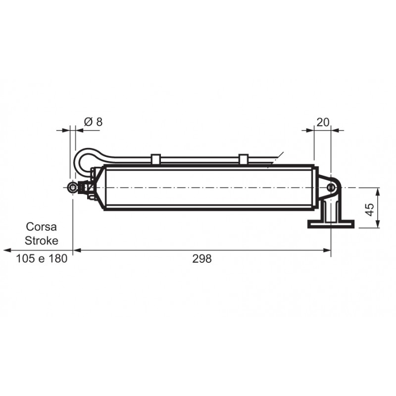 Mingardi rod actuator stroke 180mm slats for NACCO or Palefrangisole