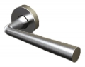 Pair of Mikonos Tropex Door Handles Satin Stainless Steel Round or Oval Rose