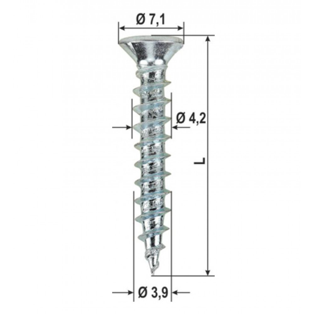 Hardware screws Duo Drive Top Silver PVC Various Sizes 2000pz HEICKO Segatori