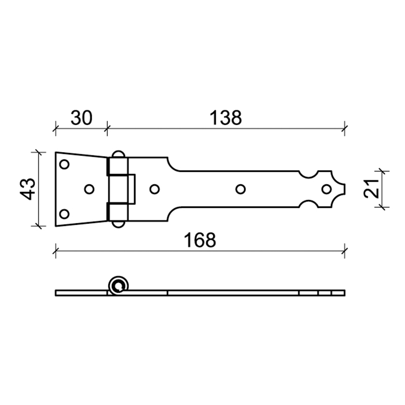 16 Bis Riviera CiFALL Flat Hatch Hinge Shaped Hardware For Shutters