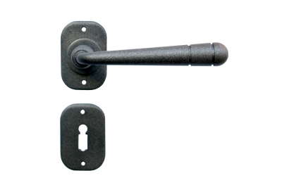 16 Galbusera Door Handle with Rosette and Escutcheon Artistic Wrought Iron