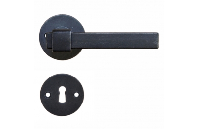 1825 Linz Model Galbusera Door Handle with Rosette and Keyhole Limpet Artistic Wrought Iron