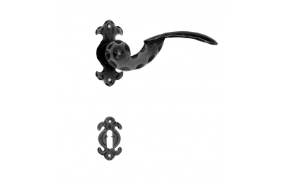 18 Galbusera Door Handle with Rosette and Escutcheon Artistic Wrought Iron