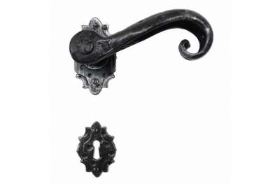 2001 Artistic Wrought Iron Door Handle on Plate Lorenz Ferart