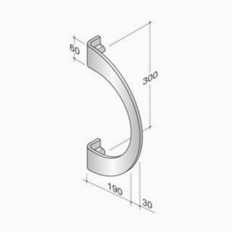 200P-051 pba Pull handle in stainless steel with flat profile