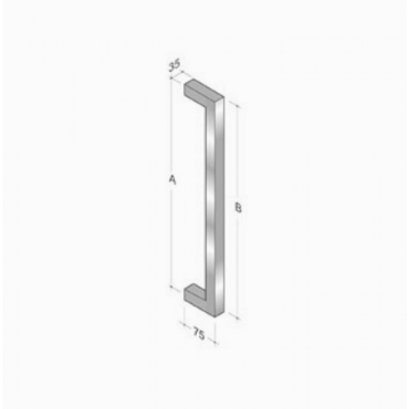 200Q_001 pba Pull Handle in Stainless Steel AISI 316L with Square Profile