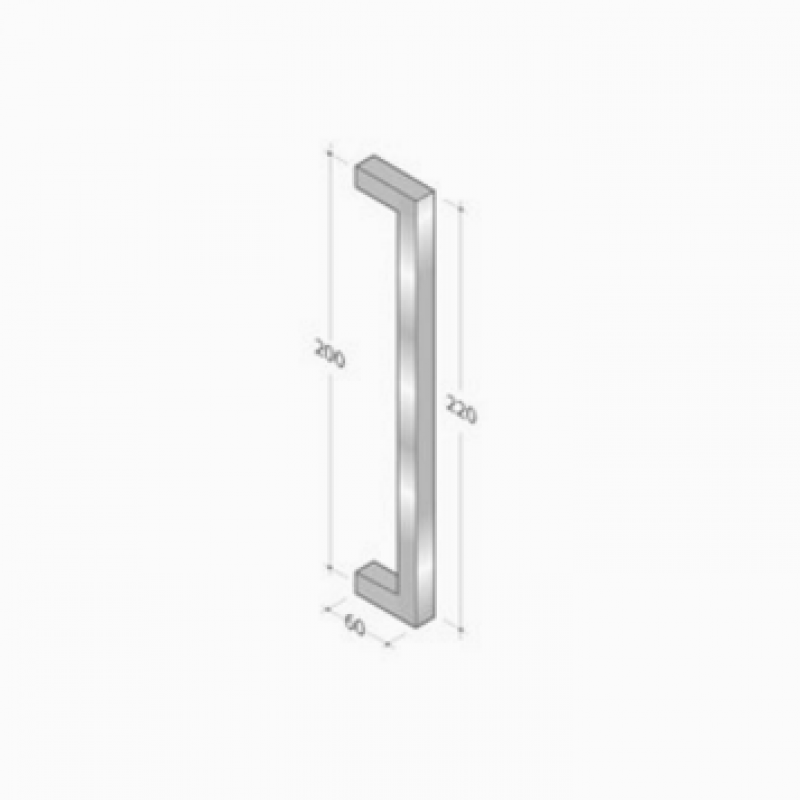 200Q_001 pba Pull Handle in Stainless Steel AISI 316L with Square Profile
