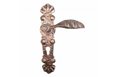 2029 Leaves Wrought Iron Door Handle on Plate Lorenz Ferart