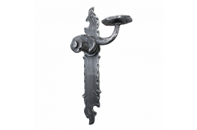 2043 Gothic Style Wrought Iron Door Handle on Plate Lorenz Ferart