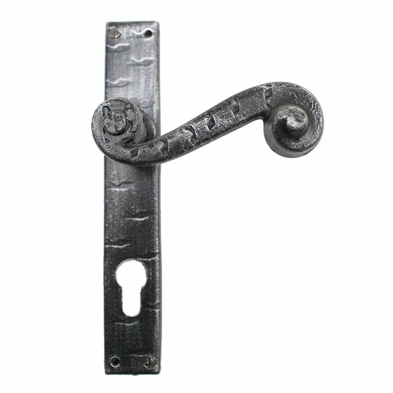2052 Rectangular Wrought Iron Door Handle on Plate Lorenz Ferart