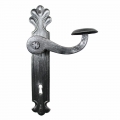 2063 Arts and Crafts Style Wrought Iron Door Handle on Plate Lorenz Ferart