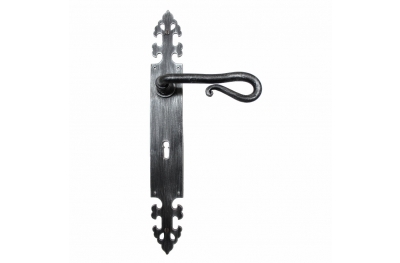 2067 Design Wrought Iron Door Handle on Plate Lorenz Ferart