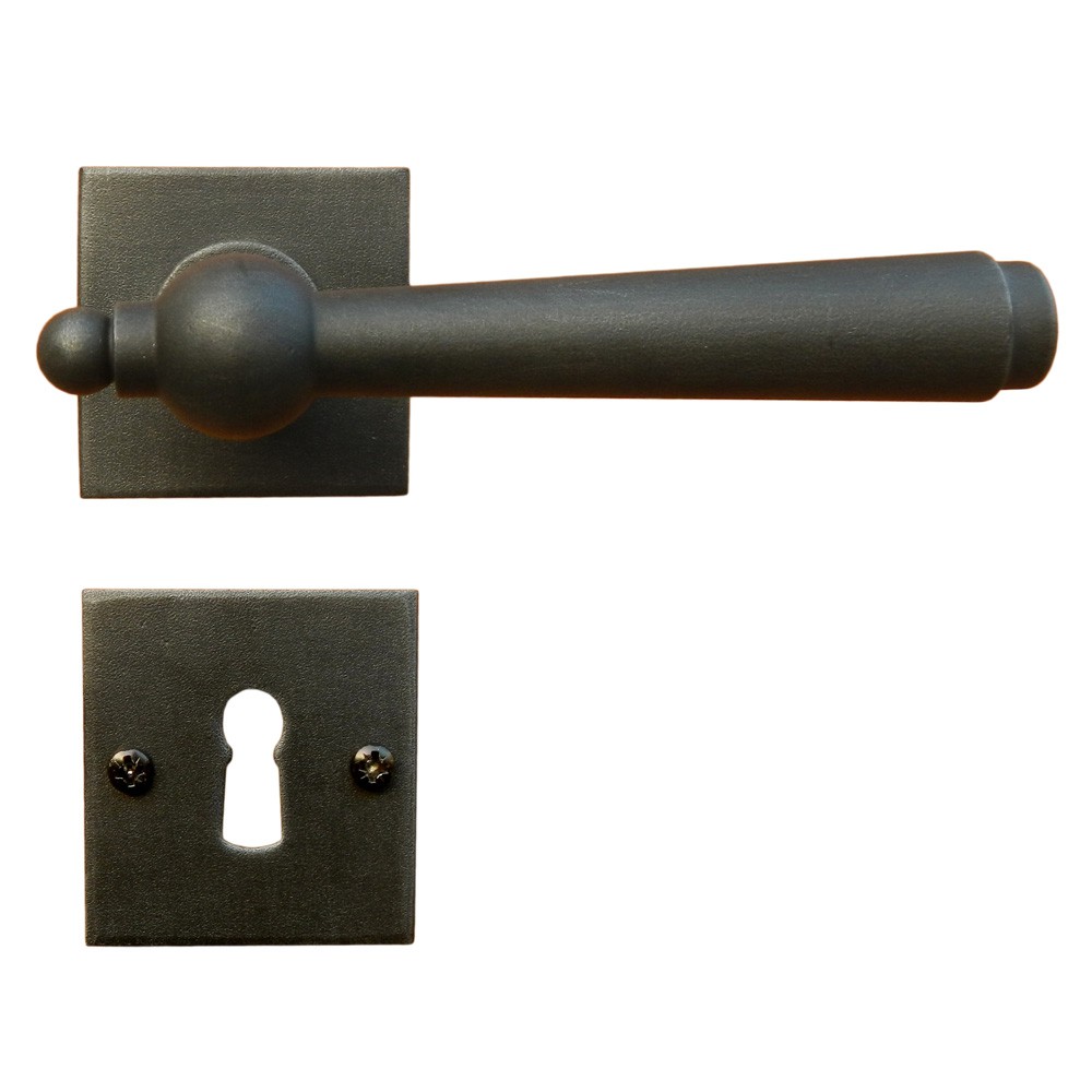 2901/SQA Munich Model Galbusera Door Handle with Rosette and Keyhole Limpet Artistic Wrought Iron