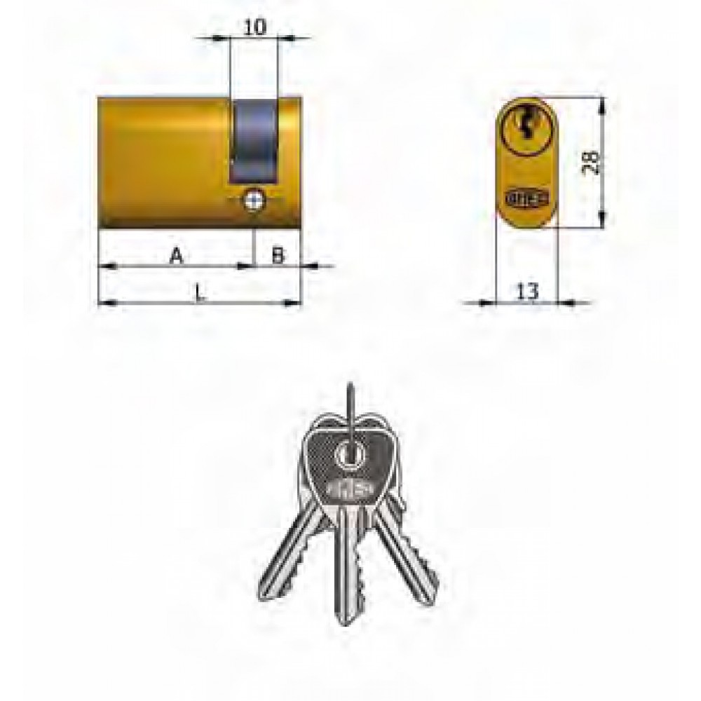 Article 141/05 Omec; Half cylinder Brass Oval (5 Pins)