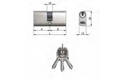 Art.140 / 03 H Omec; Double Cylinder Brass Nickel Oval (5 Pins)