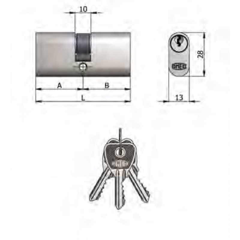 Art.140 / 05 H Omec; Double Cylinder Brass Nickel Oval (5 Pins)