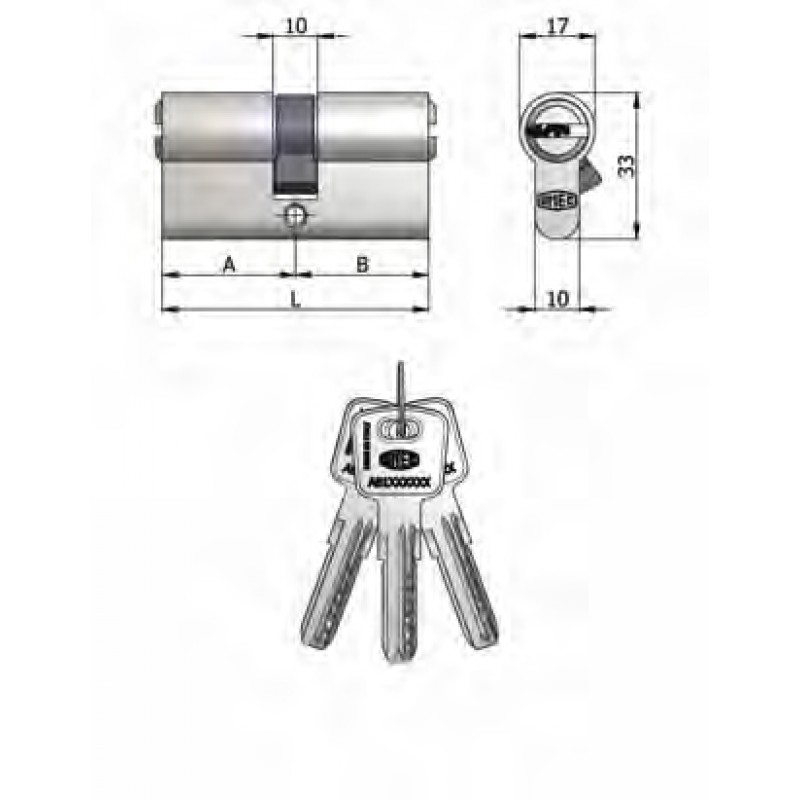 Art.2120 / 06 H Omec; Double Cylinder Shaped Brass Nickel (6 pins)